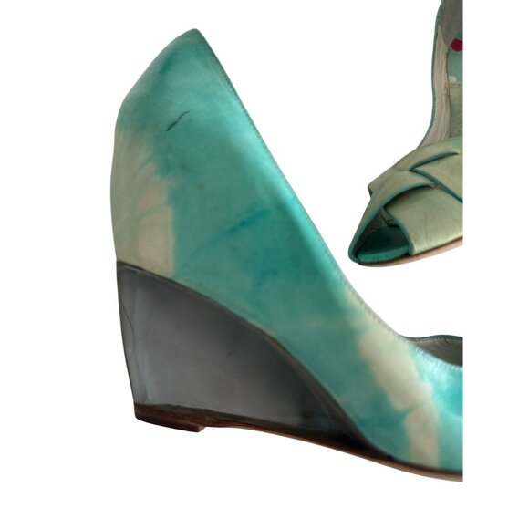 KENZO Blue Ombre Leather Lucite Wedges Size 7 / 37 - Picture 12 of 13
